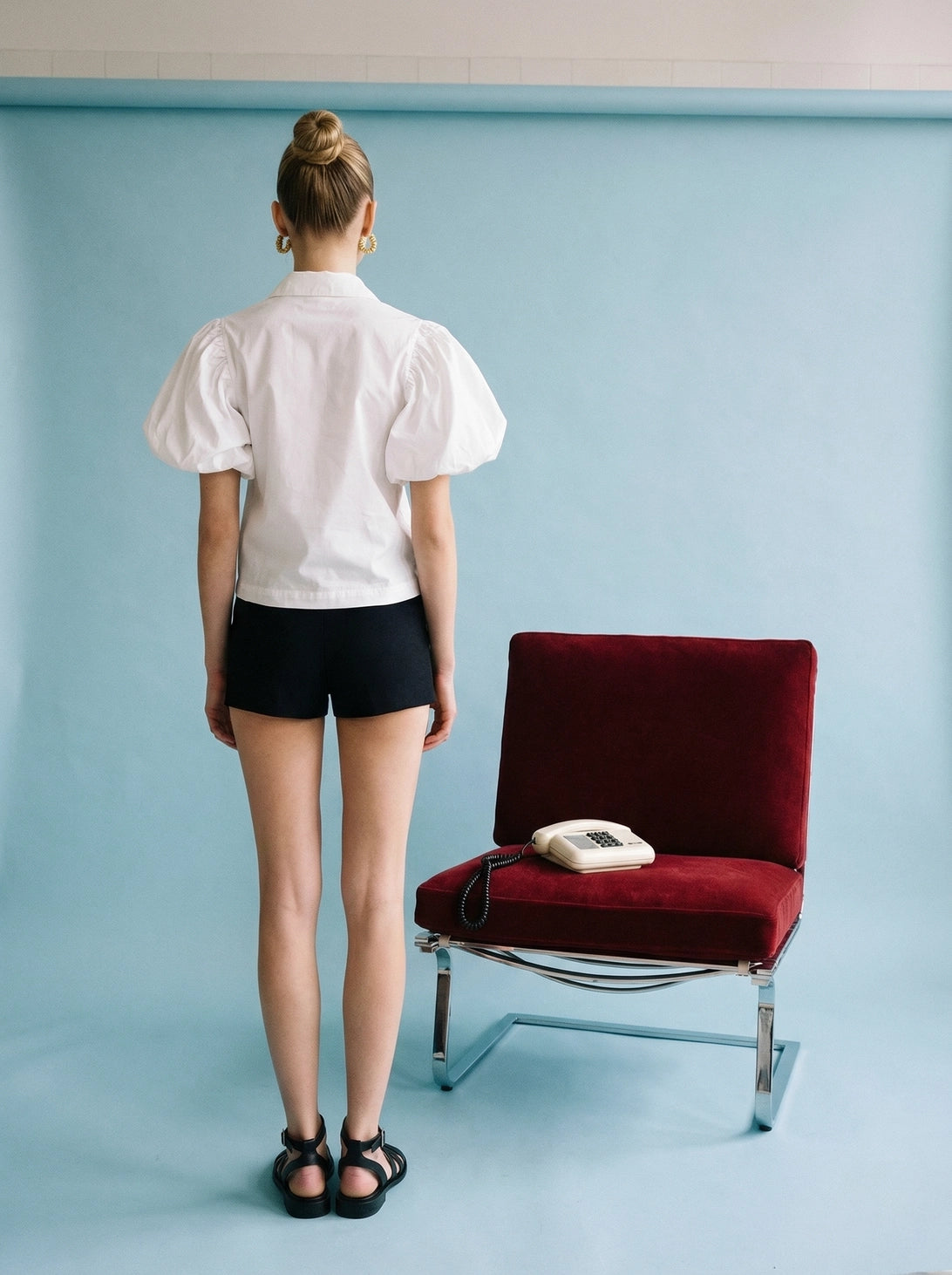 White Pouf Sleeve Blouse