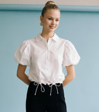 White Pouf Sleeve Blouse