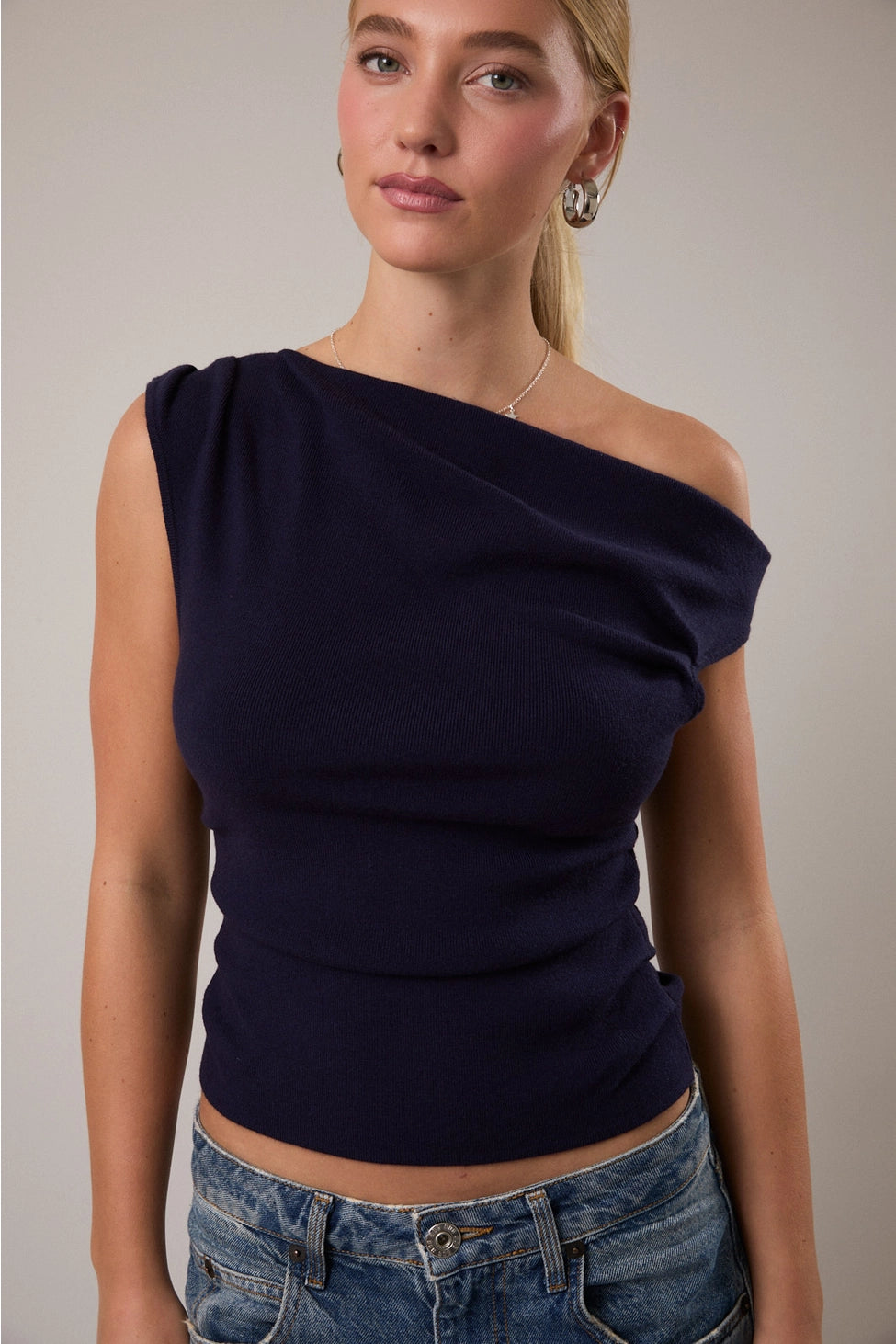 Navy Asymmetrical Top