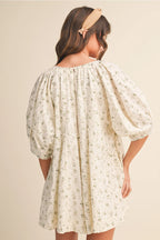 Green Cream Floral Romper