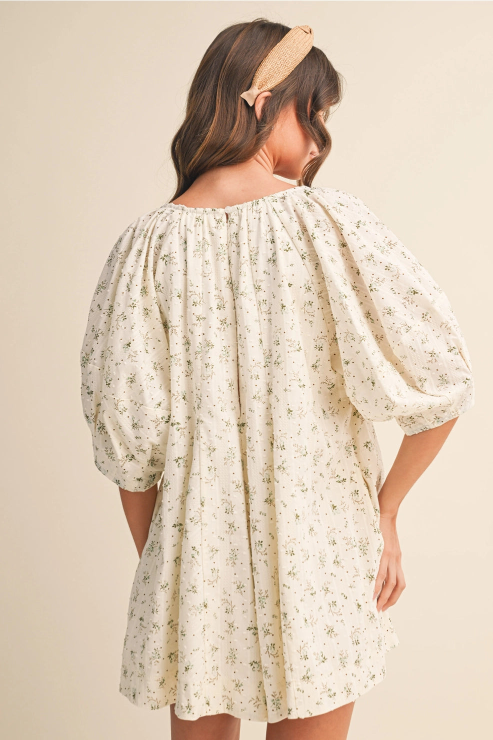 Green Cream Floral Romper