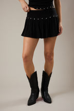 Black Low Rise Studded Skirt