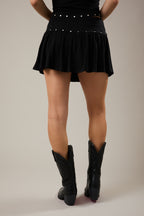 Black Low Rise Studded Skirt