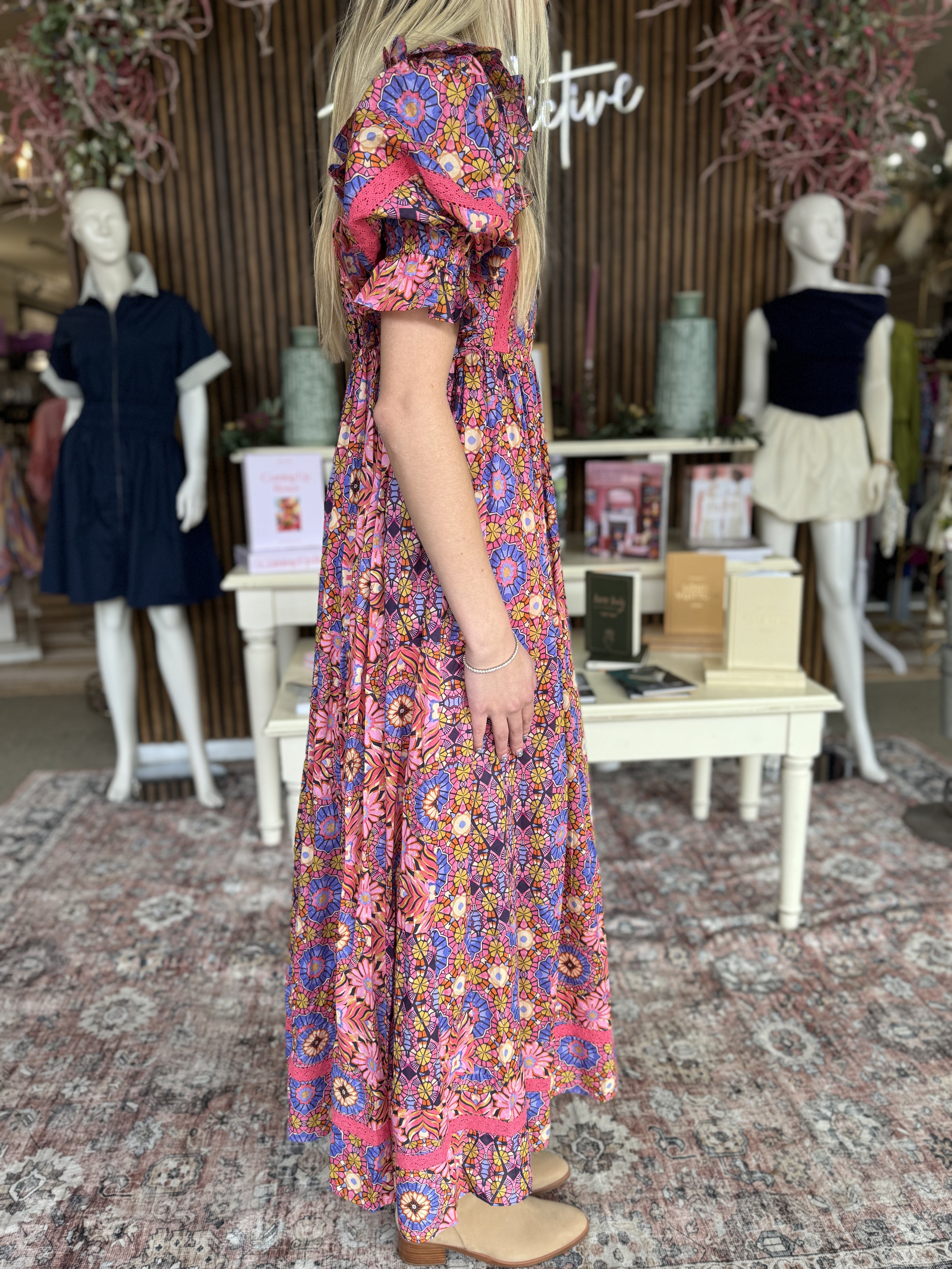 Pink Colorful Floral Maxi