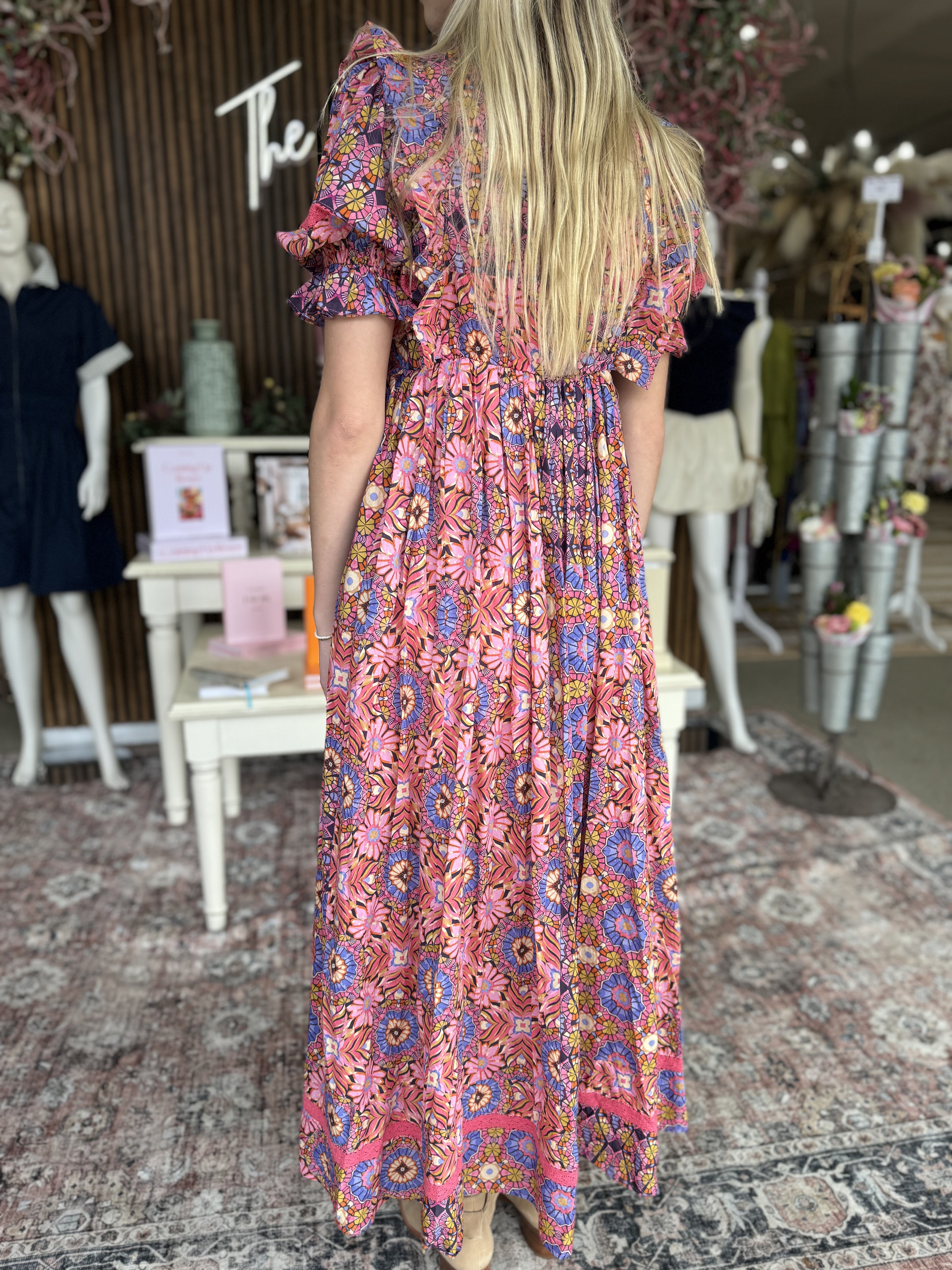 Pink Colorful Floral Maxi