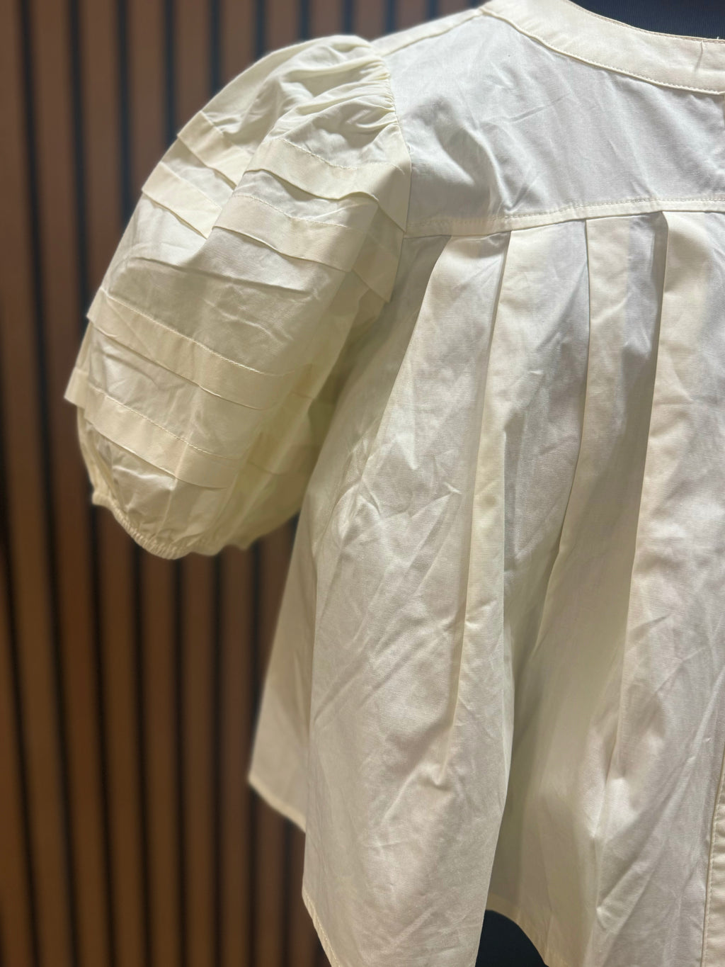Cream Layered Pouf Sleeve Blouse