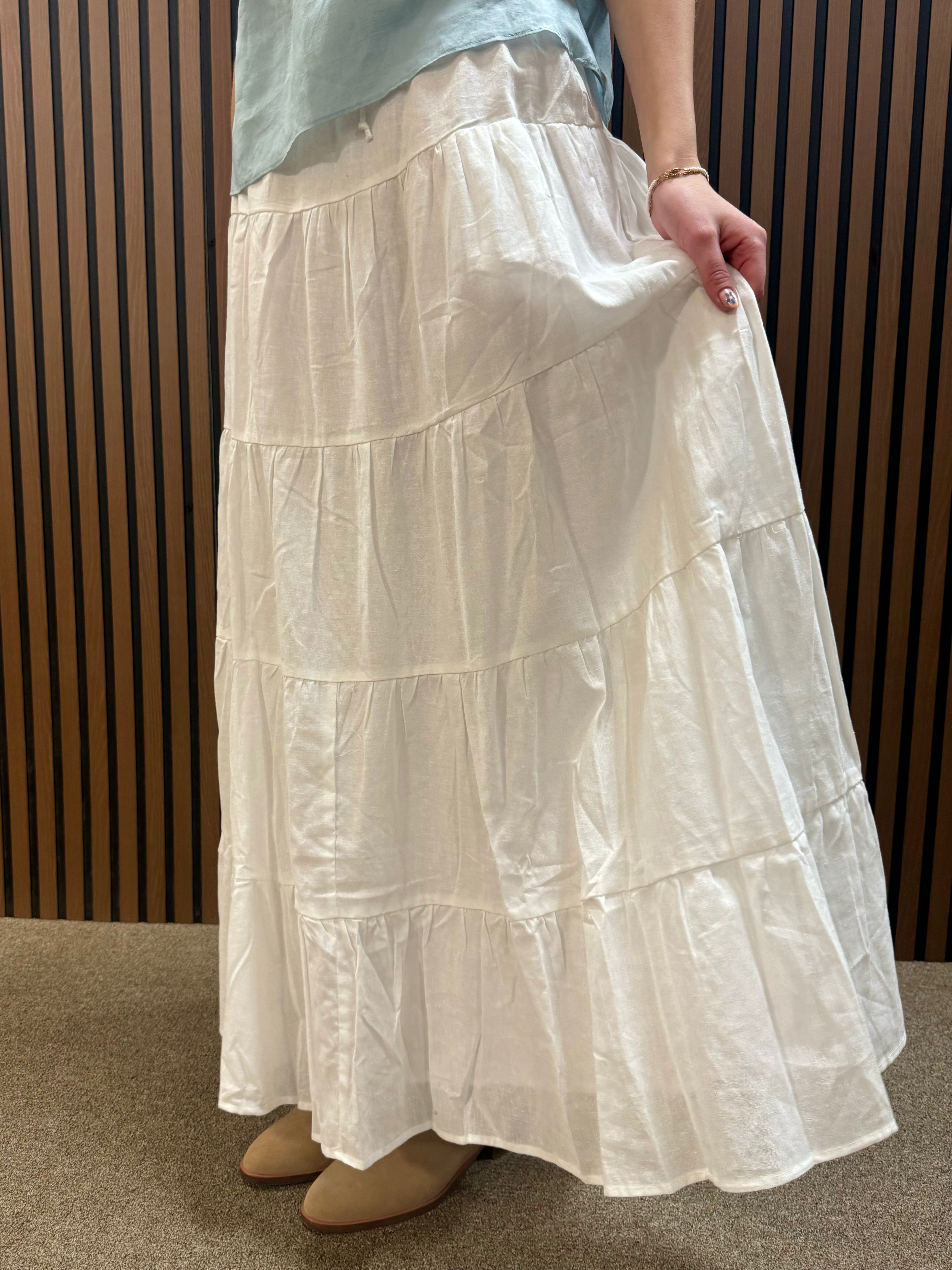 White Elizabeth Maxi Skirt