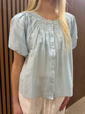 Light Blue Smock Button Front