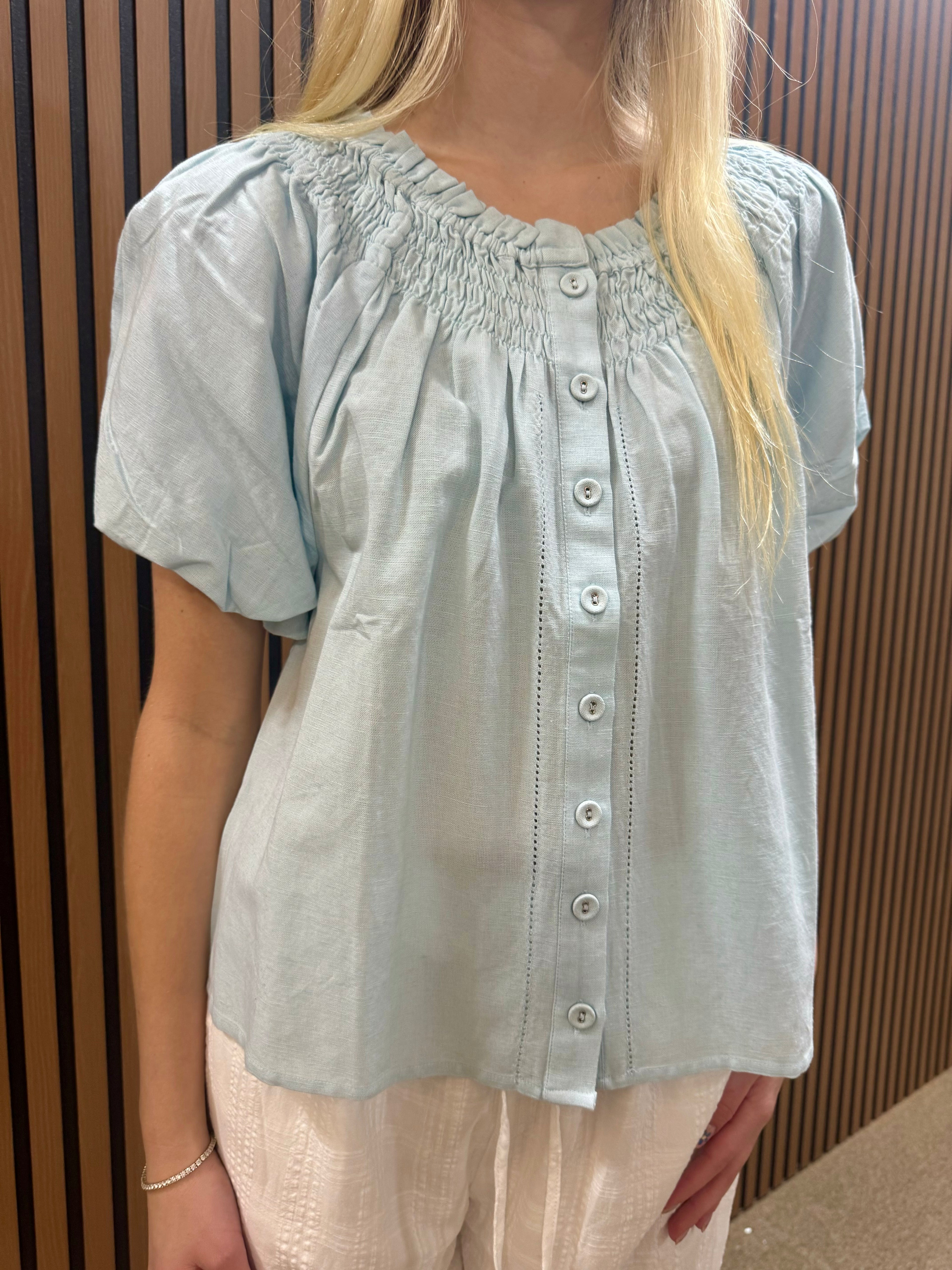 Light Blue Smock Button Front