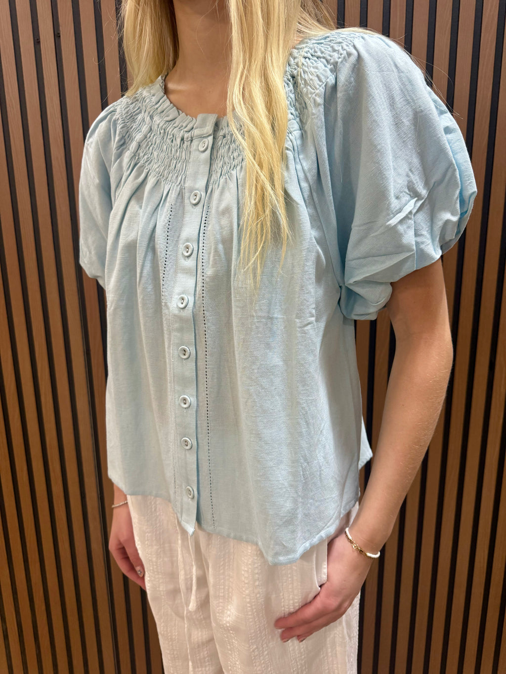 Light Blue Smock Button Front