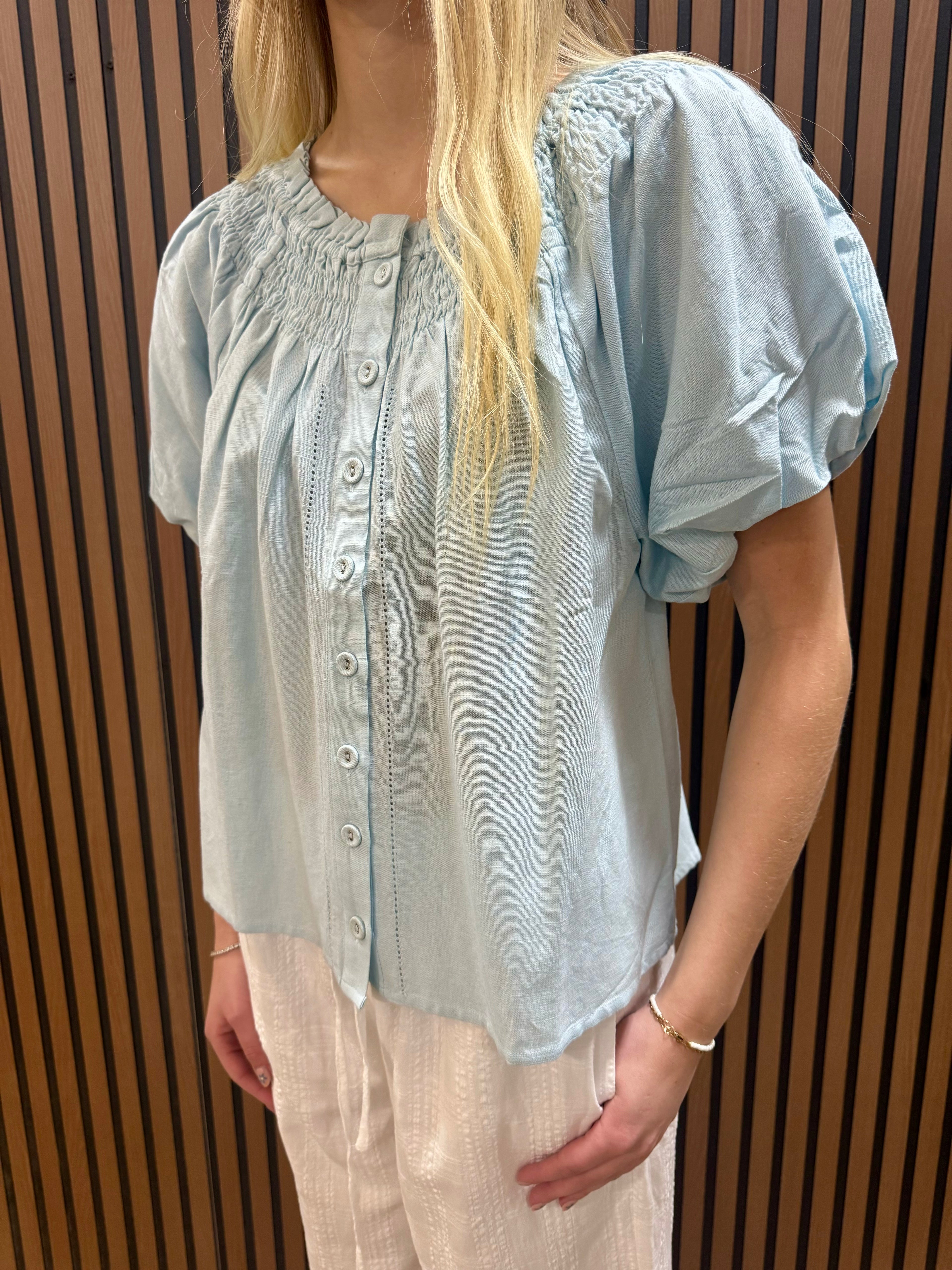 Light Blue Smock Button Front