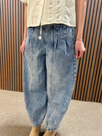Washed Denim Barrel Jeans