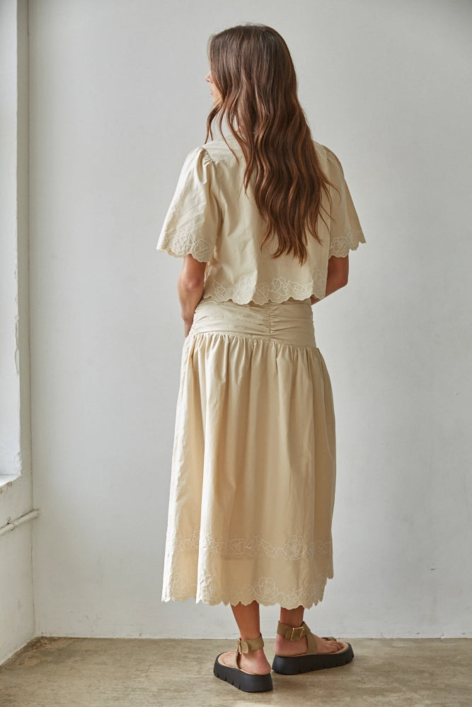 Floral Embroidered V Neck Top