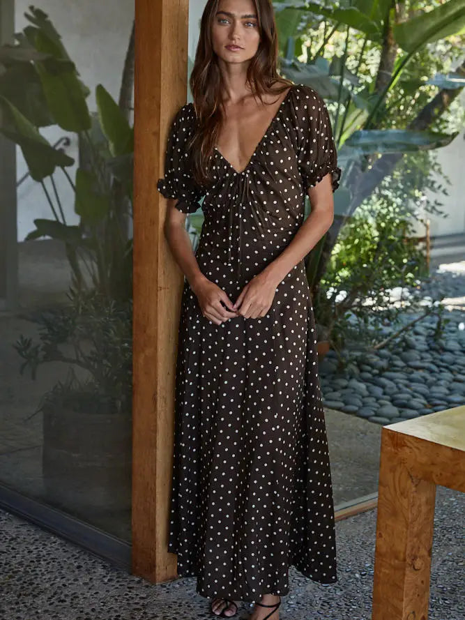 Brown Polka Dot Maxi